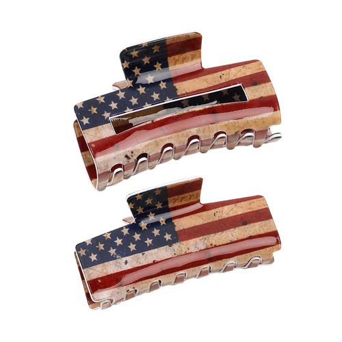 Firopia 2Pcs 4th of July Hair Clips for Women | American Flag Claw Clips for Women | Red White Blue Claw Clips | Independence Day 4th of July Hair Accessories for Women Girls