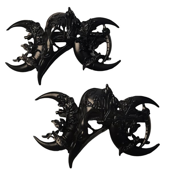 LANGHONG 2PCS Retro Viking Hairpin For Women Black Moon Skull Raven Hair Pin Hair Styling Pins (ZRTL29)