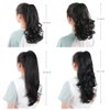 HSPJHTM Ponytail Extension, Black Hair Extensions Extension Claw for Women Curly Piece 24" Synthetic Pony Tail Very Long & Voluminous Curled Wavy Heat-Resisting