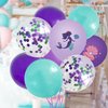 38pcs Mermaid Balloons Purple Glitter Balloons Confetti Balloons Mermaid Starfish Oyster Shell Design Mermaid Party Decorations Mermaid Baby Shower Birthday Party Supplies