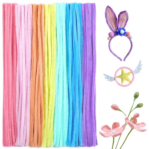 100 Pcs Pipe Cleaners Craft, Pipe Cleaners Chenille Stem,7 Assorted Colors Pipe Cleaners Craft Supplies for Pipe Cleaners DIY Arts Crafts Decorations