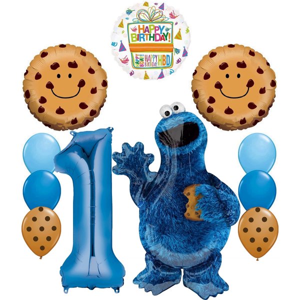 Anagram Cookie Monster 1st Birthday Party Supplies 11 pc Balloon Bouquet Decorations