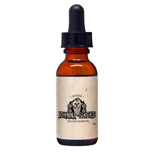 Johnny Slicks Handcrafted Organic Beard Oil: Moisturize, Soften, Promotes Healthy Hair Growth & Reduce Itch | US Made, Veteran Owned (Natural Serum w/Jojoba, Coconut & Argan), Rugged, 1-Ounce