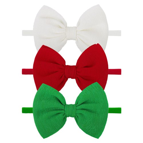YanJie Christmas Baby Girl Bows Elastic Headband Newborn Hairbands Bows Handmade Hair Bows Nylon Hair Accessories for Infant Toddlers Kids