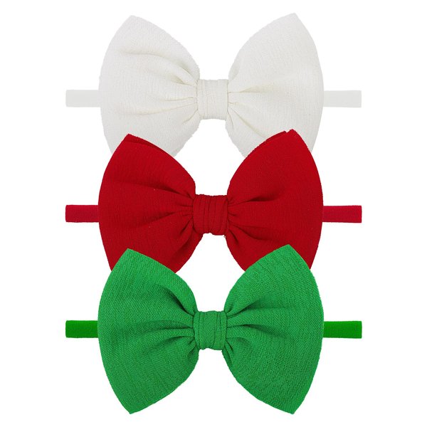 YanJie Christmas Baby Girl Bows Elastic Headband Newborn Hairbands Bows Handmade Hair Bows Nylon Hair Accessories for Infant Toddlers Kids