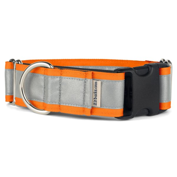 If It Barks - 1.5" Reflective Martingale Collar with Quick Snap Buckle for Dogs - Adjustable - Made in USA - Strong, Durable, and Comfy - Ideal for Training - Fits Most Breeds - Medium, Orange