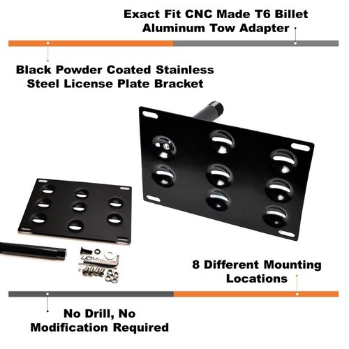 iJDMTOY No Drill Front Bumper Tow Hook License Plate Mounting Bracket Adapter Kit Compatible with 2002-2014 Mini Cooper R50 R52 R53 R55 R56 R57 R58 R59