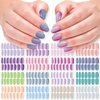 DANNEASY 16 Sheets Mermaid Color Nail Wraps Gel Nail Polish Stickers Self Adhesive Nail Polish Strips Ombre Fingernail Sticker Nails for Women with Nail File, Cuticle Stick
