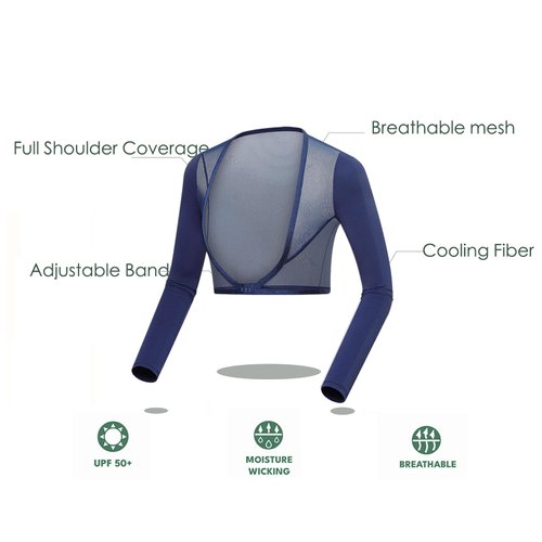 Women's Golf Cooling Shawl Outdoor Sun Protection Arm Sleeves Blue