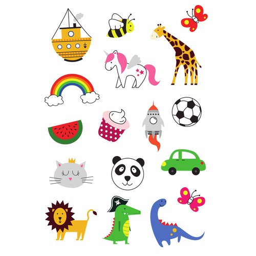 Kids Temporary Tattoo Set, Fake Tattoos For Children Toddlers, Boys And Girls, Cute And Colorful Designs, Unicorn, Dinosaur, Butterfly, For Party, Birthday, Double Twin Sheet Fun 34 Tattoos, by Tatsy