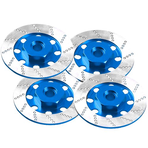 4Pack Vgoohobby Metal 12mm RC Car Hex Hub 12mm Brake Disc Wheel Hubs Adapter Spacer Compatible with Traxxas Tamiya Redcat HSP HPI 1/10 On-Road Car (Blue)