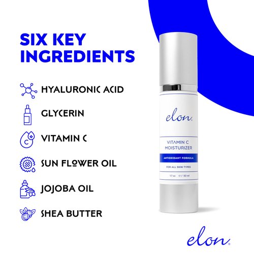 Elon Antioxidant C Moisturizer - Revitalizing Vitamin Lotion w/Vitamin E Oil & Jojoba Oil – Vitamin Face Moisturizer For Dark Spots, Fine Lines & Wrinkles - Suitable For All Skin Types