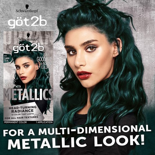 Schwarzkopf Got2b Metallics Permanent Hair Color, M75 Cosmic Teal