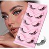 False Eyelashes, 5 Pairs, Wispy Long Curls, Faux Mink Look, Reusable