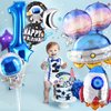 TMCCE 11 PCS Space theme Birthday Party Decoration Astronaut Spaceman Foil Balloons For 1st Outer Space Birthday Party Supplies (Blue-1th)