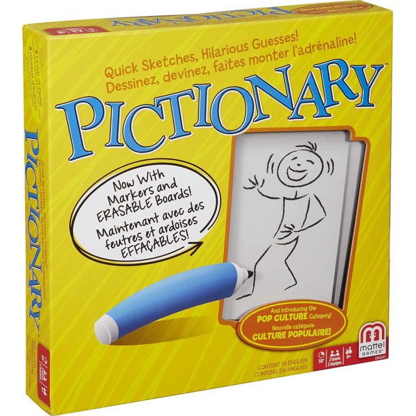 Mattel Games Pictionary Quick Drawing Board & Guessing Game for Family, Kids, Teens and Adults, with Dry Erase Boards, Markers and Clue Cards, Makes a Great Gift for Players 8 Years & Older