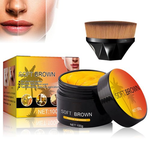 ZHISHUDL Tanning Gel Soft Brown Tanning luxe Gel Natural Carrot Sun Tanning Gel with Brush Shine Brown Dark Tanning Cream for Outdoor & Sunbeds Sun（100g)