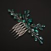 Rumtock Green Crystals Hair Comb Small Cute Headpiece for Women Girls Wedding Bridal Handmade Hair Accessories