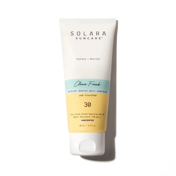 Solara Suncare - Clean Freak Nutrient Boosted Sunscreen, SPF 30 (Sport) | EWG Verified, Vegan, Cruelty Free, Reef friendly | Unscented, Zinc Oxide Broad Spectrum, Water Resistant (3 fl oz | 90 ml)