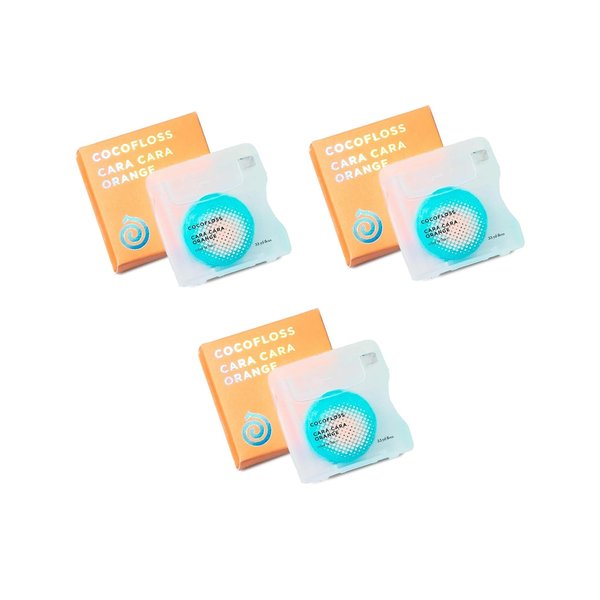 Cocofloss Woven Dental Floss, Dentist-Designed Oral Care, Orange Scent, Waxed, Expanding, Kid-Friendly String Floss with Coconut Oil, 3 Spools (33 yd Each)
