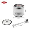 XHKDSYMC 300ml Stainless Steel Sugar Bowl with Lid and Spoon 10 OZ Coffee Seasoning Jar Condiment Pot Spice Container Canister Cruet with Lid and Spoon (Style B)