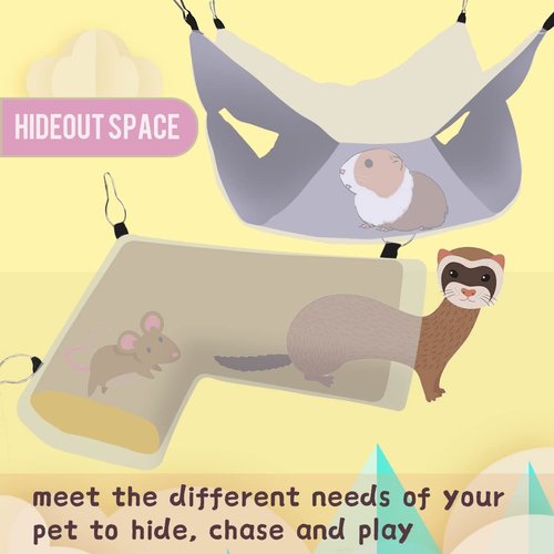 EAEDMY Guinea Pig Rat Ferret Hammock Hideout, Corner Tunnel, 14.2"x 9.8"x 4.3", Suitable for Small Pets, Easy to Clean