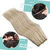 YoungSee Weft Real Human Hair Extensions, Blonde Highlight Soft Weft Extensions Human Hair Warm Ash Blonde Highlights Bleach Blonde Sew in Extensions Hair Extensions Weft 16Inch 100G