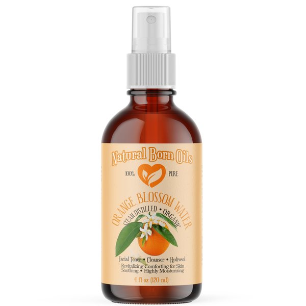 Natural Born Oils 4oz Orange Blossom Water Hydrosol, 100% Pure and Natural, Organic, Steam-Distilled, Facial Toner Cleanser, with Sprayer 4-Org-Water 0