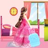 66Pcs Doll Clothes and Accessories with Doll Closet for 11.5 Inch Doll Dress up Set with 1 Doll Fashion Dresses Outfits Tops and Pants Shoe Rack Bags Gift Toy for Girls 4 5 6 7 8 9 10 Years