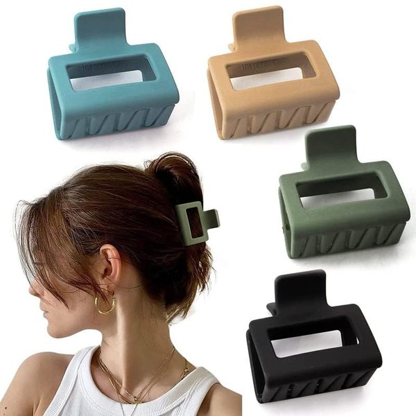Romanna 6 PCS Hair Clips Hair Claw Clips 2" Matte Hair Clips for Thick Hair Square Claw Clips Hair Claw for Women's (Multicolour)