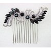 Faship Black Rhinestone Crystal Floral Hair Comb
