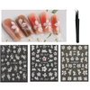 3 Sheets 5D Embossed Flower Nail Art Stickers,Nails Adhesive Stickers Nail Art Stickers for Nails DIY Manicure Decorations with Tweezer (Flower A-3Sheets)