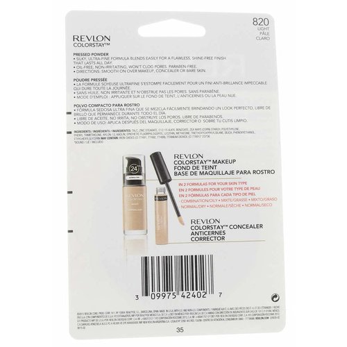 Revlon ColorStay Pressed Powder with SoftFlex, Light 820, 0.3 Ounces (Pack of 2)