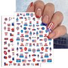 8 Sheets 4th of July Nail Art Stickers 3D Self-Adhesive Independence Day Nail Decals USA Flag Patriotic Nail Stickers Stars Stripes Eagle Nail Design Memorial Day Nail Supplies for Women Nail Decor
