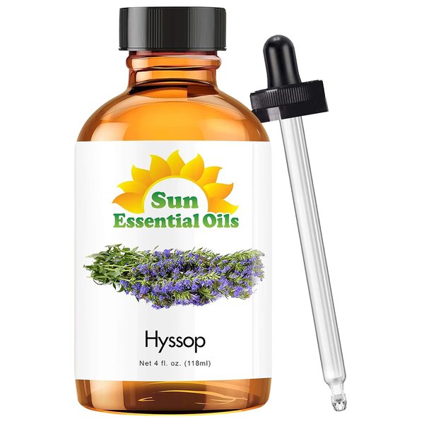 Sun Essential Oils 4oz - Hyssop Essential Oil - 4 Fluid Ounces - Aromatherapy Oils - Hyssop Oil