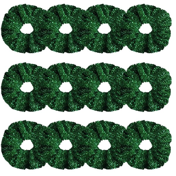 12 Pcs Glitter Cheer Christmas Hair Scrunchies For Thick Hair Santa Claus Scrunchie School Performance/Sports/Practice/Party Scrunchie Ponytail Holder Wrist for Girls Show (Green)