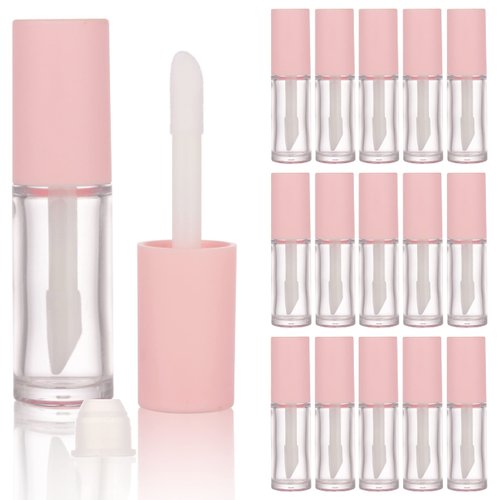 COSIDEA 15PCS Empty PETG big doe foot Wand Lip Gloss Tubes 10ml 0.33 OZ Pink lipgloss Tube with Thick brush Applicator for Castor oil tint DIY concealer tube packing