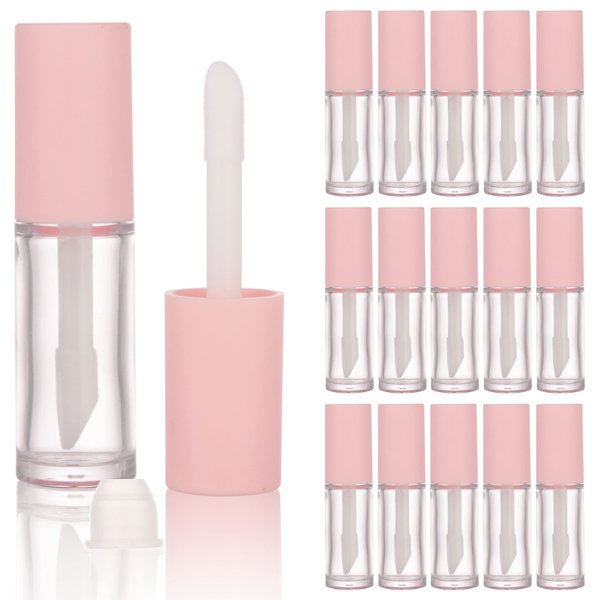 COSIDEA 15PCS Empty PETG big doe foot Wand Lip Gloss Tubes 10ml 0.33 OZ Pink lipgloss Tube with Thick brush Applicator for Castor oil tint DIY concealer tube packing