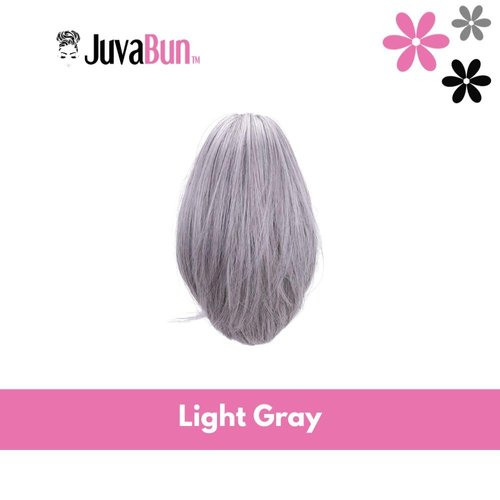 Juvabun 7" Straight Claw Clip In Ponytail Hair Extensions - Light Gray | Ponytail Extension Human Hair | Hair Extensions for Women & Men | Washable, Realistic And Synthetic | Light Gray