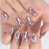 Pink Metallic Fake Nails Short Full Cover Mirror Salon False Nail Art Tips for Women Decoration