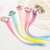 6 Set Hair Extensions Clip - Carton Straight Curly Hair Extensions Clips, Cute Unicorn Accessories Hair Extensions for Kids Ponytails Girls, Rainbow Thick Wig Clip in Fake Bangs (Curly Hair 02)