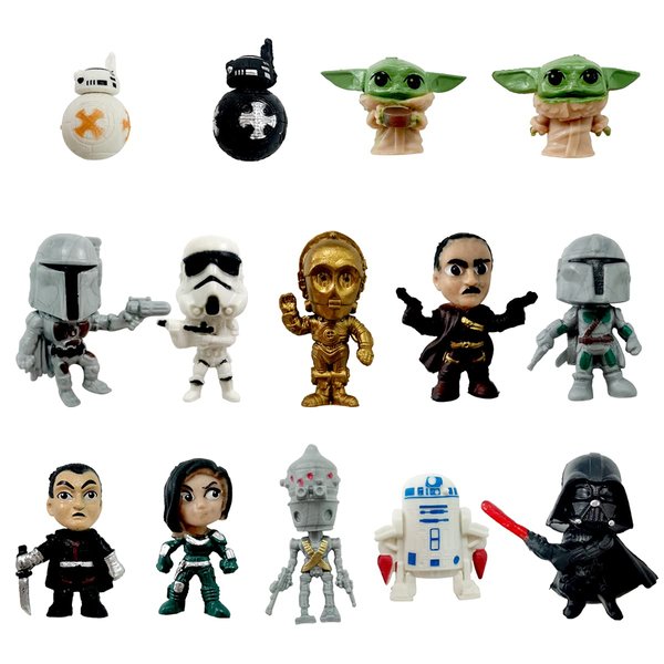 14 Pack Star ware Cake Topper Figurines For Baby Shower, 1.5 inch PVC Model Dolls Figure Statues