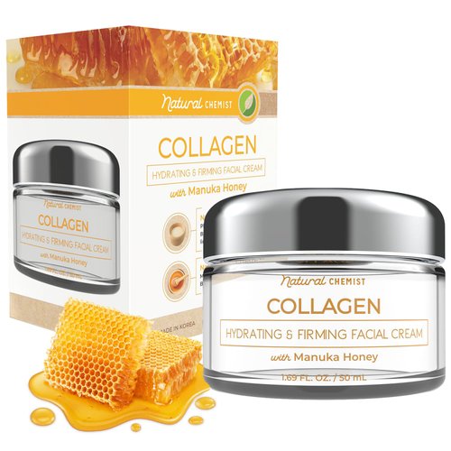 Natural Chemist Collagen & Manuka Honey Daily Face Moisturizer - Moisturizing & Balances pH Level, Anti-aging & Firming Day Cream - Cruelty Free Korean Skin Care For All Skin Types - 1.69 Fl. oz.