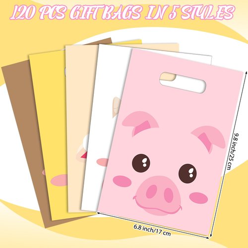 Blosssound 120 Pcs Farm Party Gift Bags Farm Birthday Favor Bags Farm Themed Candy Bags Farm Animal Goodie Bags for Boys Girls Farm Theme Birthday Baby Shower Party Supplies Decorations (Farm Animal)