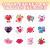 ArtCreativity Temporary Valentines Tattoos for Kids, Pack of 144, Cute Valentines Day Tattoos, Valentine Party Favors, Valentines Gifts for Kids, Goodie Bag Fillers, Halloween Treats, Assorted Designs