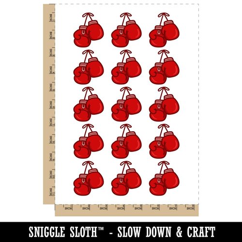 Boxing Gloves Hanging Temporary Tattoo Water Resistant Fake Body Art Set Collection - 15 2" Tattoos (1 Sheet)