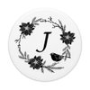Cell Phone Pop Out Holder,Black and White Floral Letter J PopSockets Grip and Stand for Phones and Tablets