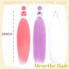 Menethe Hair Braiding Hair Pre Stretched 24 inch Colored Prestretched Braiding Hair Natural as Human Braiding Hair Extensions Crochet Hair Synthetic Crochet Braids(24Inch,Pink/White/Light Purple#).