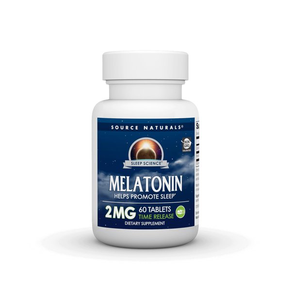 Source Naturals Melatonin, Helps Promote Sleep*, 2 mg - 60 Time-Released Tablets