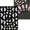 JMEOWIO 6 Sheets 3D Embossed Flower Butterfly Nail Art Stickers Decals Self-Adhesive Pegatinas Uñas 5D White Spring Floral Nail Supplies Nail Art Design Decoration Accessories